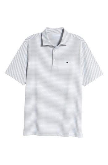 Men's Vineyard Vines Color To White Feeder Stripe Polo, Size - Grey