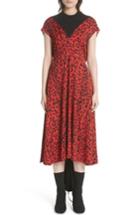 Women's Vetements Paneled Leopard Print Stretch Jersey Midi Dress - Red