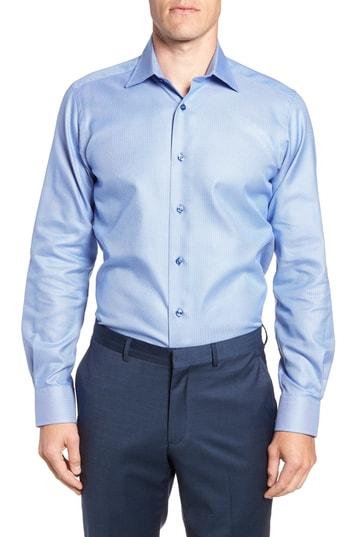 Men's David Donahue Slim Fit Solid Dress Shirt .5 34/35 - Blue