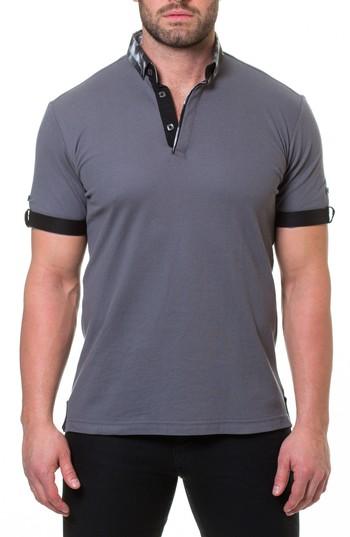 Men's Maceoo Woven Trim Polo (s) - Grey