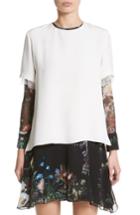 Women's Adam Lippes Lace Trim Silk Crepe Blouse - Ivory