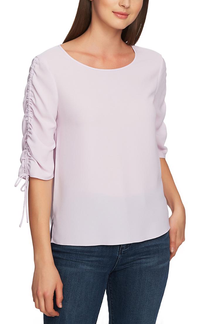 Women's 1.state Ruched Detail Tie Sleeve Blouse, Size - Pink