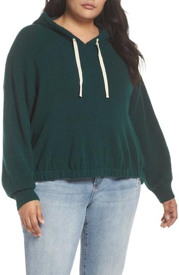 Women's Bp. Cinched Hem Boucle Hoodie - Green