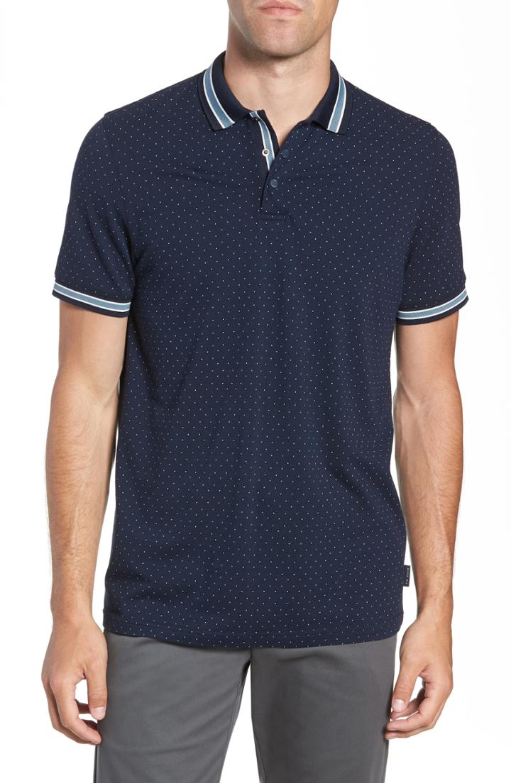 Men's Ted Baker London Museo Slim Fit Tipped Pique Polo (l) - Blue