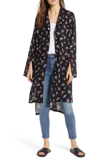 Women's Treasure & Bond Print Kimono, Size - Black