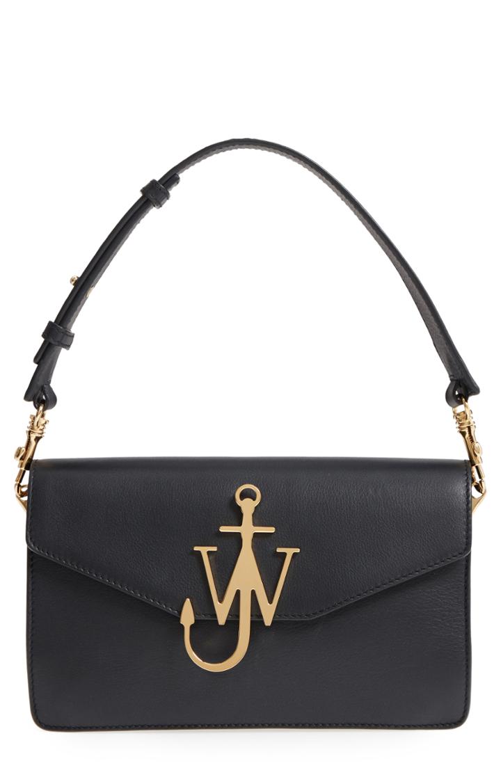 Jw Anderson Logo Leather Shoulder Bag - Black