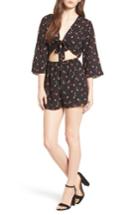 Women's Everly Tie Front Cutout Romper - Black