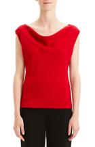Women's Theory Draped Boat Neck Top, Size - Red