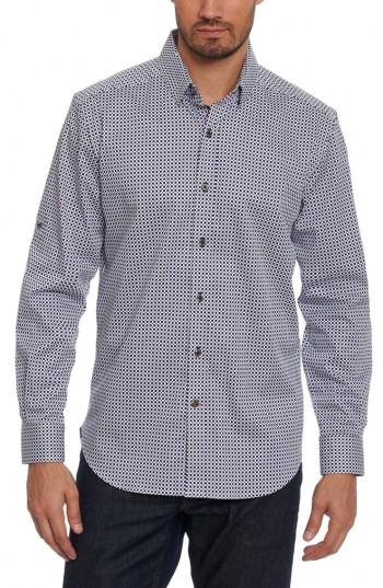 Men's Robert Graham Rayney Regular Fit Print Sport Shirt - Blue