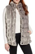 Women's Via Spiga Reversible Faux Fur Vest - Grey