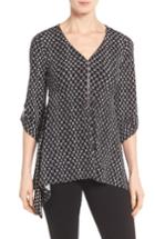 Women's Chaus Net Print Zip Front Top