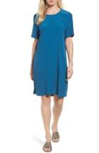 Women's Eileen Fisher Tencel Blend Jersey Shift Dress, Size - Blue/green