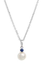 Women's Mikimoto Akoya Cultured Pearl & Sapphire Pendant Necklace