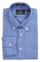 Men's Nordstrom Men's Shop Trim Fit Non-iron Gingham Dress Shirt .5 - 34/35 - Blue