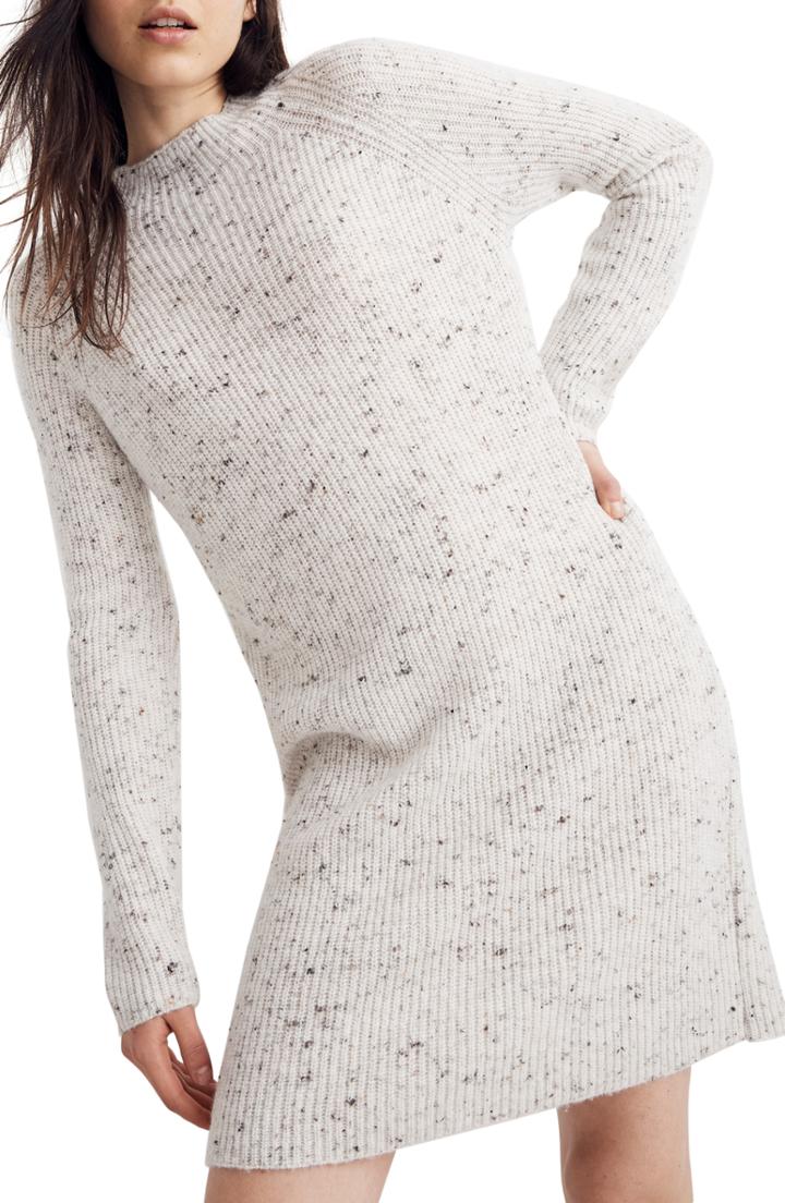 Women's Madewell Northfield Donegal Mock Neck Sweater Dress, Size - Grey