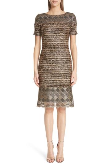 Women's St. John Collection Flashy Gold Stripe Knit Dress - Metallic