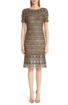 Women's St. John Collection Flashy Gold Stripe Knit Dress - Metallic