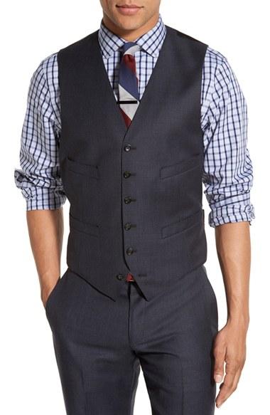Men's J.crew Ludlow Trim Fit Solid Wool Vest - Blue