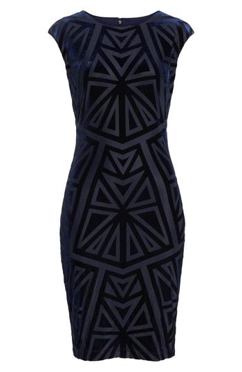 Women's Vince Camuto Velvet Jacquard Sheath Dress - Blue