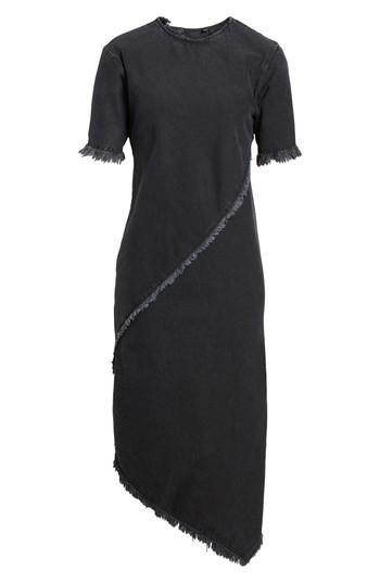 Women's Topshop Boutique Spiral Denim Shift Dress Us (fits Like 0) - Black