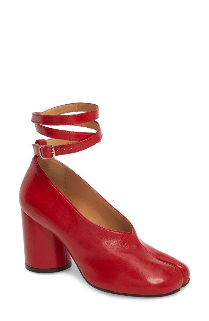 Women's Maison Margiela Tabi Ankle Strap Pump .5us / 37.5eu - Red