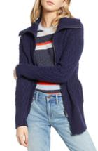 Women's Treasure & Bond Cable Knit Zip Cardigan, Size - Blue