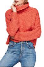 Women's Free People Big Easy Cowl Neck Crop Sweater - Coral