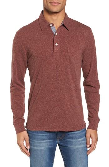 Men's Faherty Long Sleeve Polo, Size - Burgundy