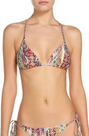 Women's Luli Fama Embellished Triangle Bikini Top - Orange