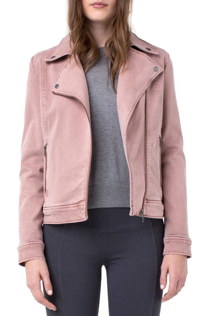 Women's Liverpool Cotton Blend Moto Jacket - Coral