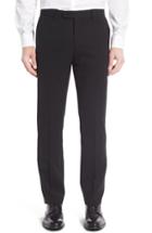 Men's Monte Rosso Flat Front Solid Wool Trousers - Black