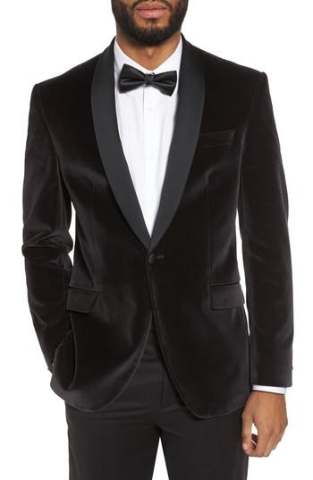 Men's Ted Baker London Josh Trim Fit Stretch Velvet Dinner Jacket S - Black