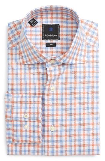 Men's David Donahue Trim Fit Check Dress Shirt 32/33 - Orange