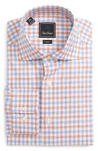 Men's David Donahue Trim Fit Check Dress Shirt 32/33 - Orange