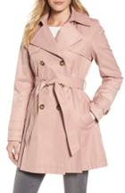 Petite Women's Halogen Detachable Hood Trench Coat P - Pink