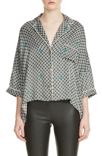 Women's Maje Charline Print High/low Blouse - Green