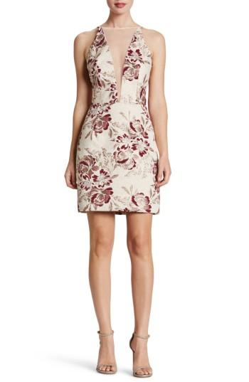 Women's Dress The Population Kennedy Mesh Plunge Sheath Dress - Burgundy