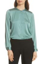 Women's Eileen Fisher Stretch Silk Shirt, Size - Blue