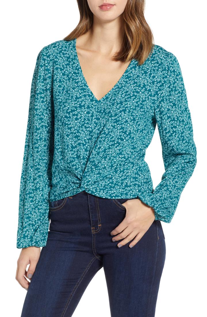 Women's Row A Twist Front Top - Green