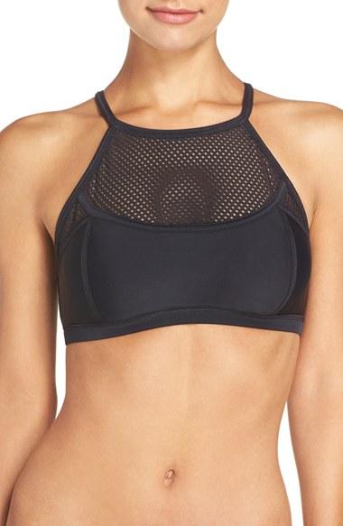 Women's Zella Mesh Inset Bikini Top - Black