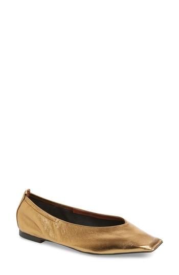 Women's Jeffrey Campbell Samoa Blunted Toe Skimmer Flat .5 M - Metallic