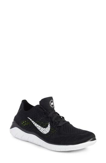 Women's Nike Free Rn Flyknit 2018 Running Shoe .5 M - Black