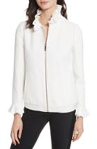 Women's Ted Baker London Crepe Ruffle Bomber Jacket - White