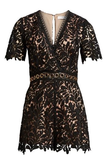 Women's Astr The Label Grommet Lace Romper - Black