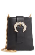Women's Tory Burch Greer Embellished Leather Smartphone Crossbody Bag - Black