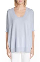 Women's Lafayette 148 New York Cotton, Cashmere & Silk Oversized Scoop Neck Sweater, Size - Blue
