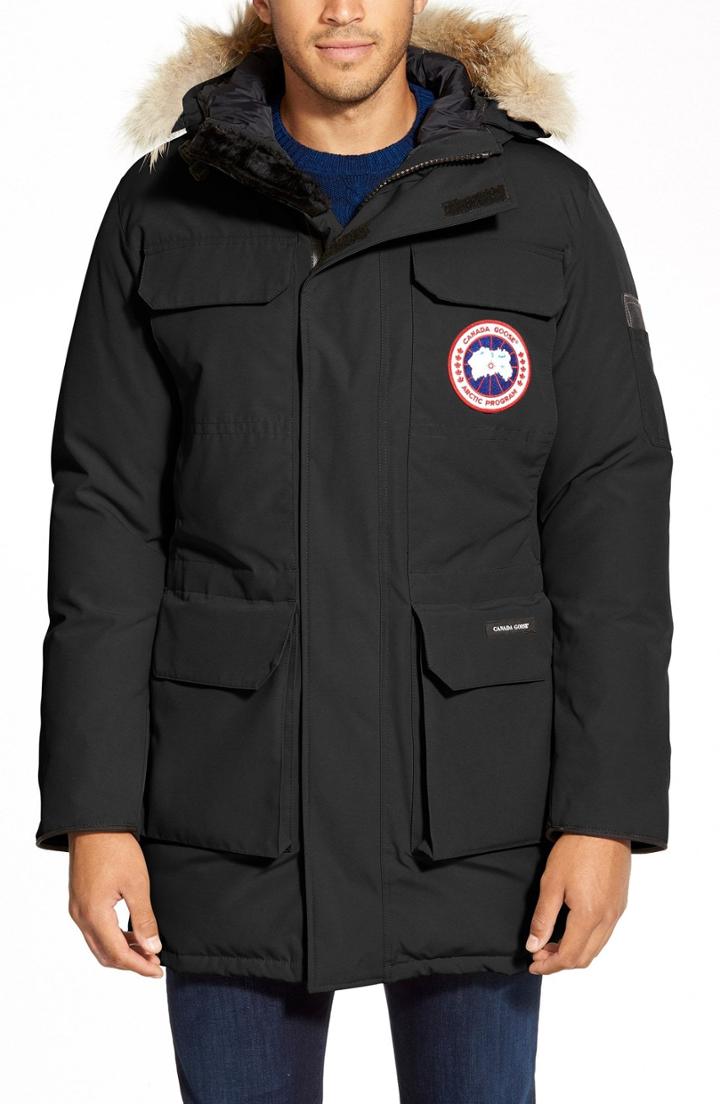 Men's Canada Goose Citadel Slim Fit Parka With Genuine Coyote Fur, Size - Black