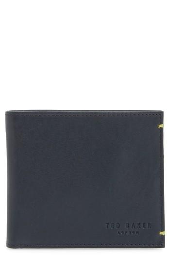 Men's Ted Baker London Rester Leather Bifold Wallet - Blue