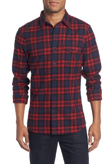 Men's Nordstrom Men's Shop Slim Fit Lumber Check Flannel Shirt, Size - Black