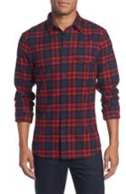 Men's Nordstrom Men's Shop Slim Fit Lumber Check Flannel Shirt, Size - Black